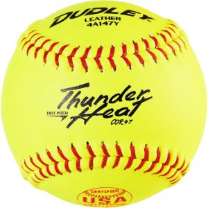 imageDUDLEY  Fastpitch Softballs  Official USAB USSSA ampamp NFHS  Multiple 12 Count OptionsUSASB  Thunder Heat  12 Yellow Leather Cover
