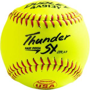 imageDUDLEY  Fastpitch Softballs  Official USAB USSSA ampamp NFHS  Multiple 12 Count OptionsUSASB  Thunder SY  12 Yellow Leather Cover