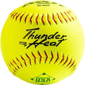 imageDUDLEY  Slowpitch Softballs  Official USASB ampamp USSSA  Multiple 12 Count OptionsUSASB  Thunder Heat Hycon  12 Yellow Leather Cover