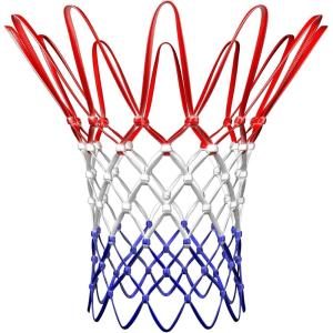 imageSpalding Basketball Net  12 Loops  Fits Standard Indoor or Outdoor Rims  Basketball Hoop Net ReplacementAll Weather  Red  White  Blue