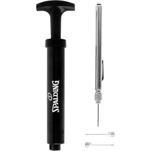 imageSpalding Sports Ball Pump Kit  Ideal for Basketball Volleyball Football Soccer Ball ampamp Rugby Ball  Complete Hand Pump Kit with NeedlesDual Action with Guage  6  Black