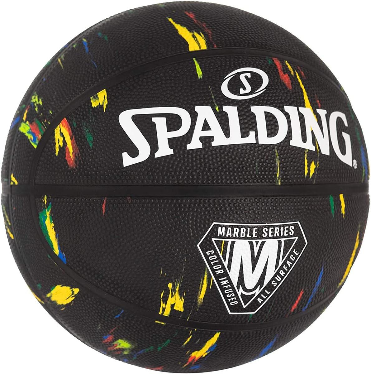 imageSpalding Outdoor Rubber Basketballs  Performance Rubber Cover Designed for Outdoor Play ColorsMarble  Black Multi Color