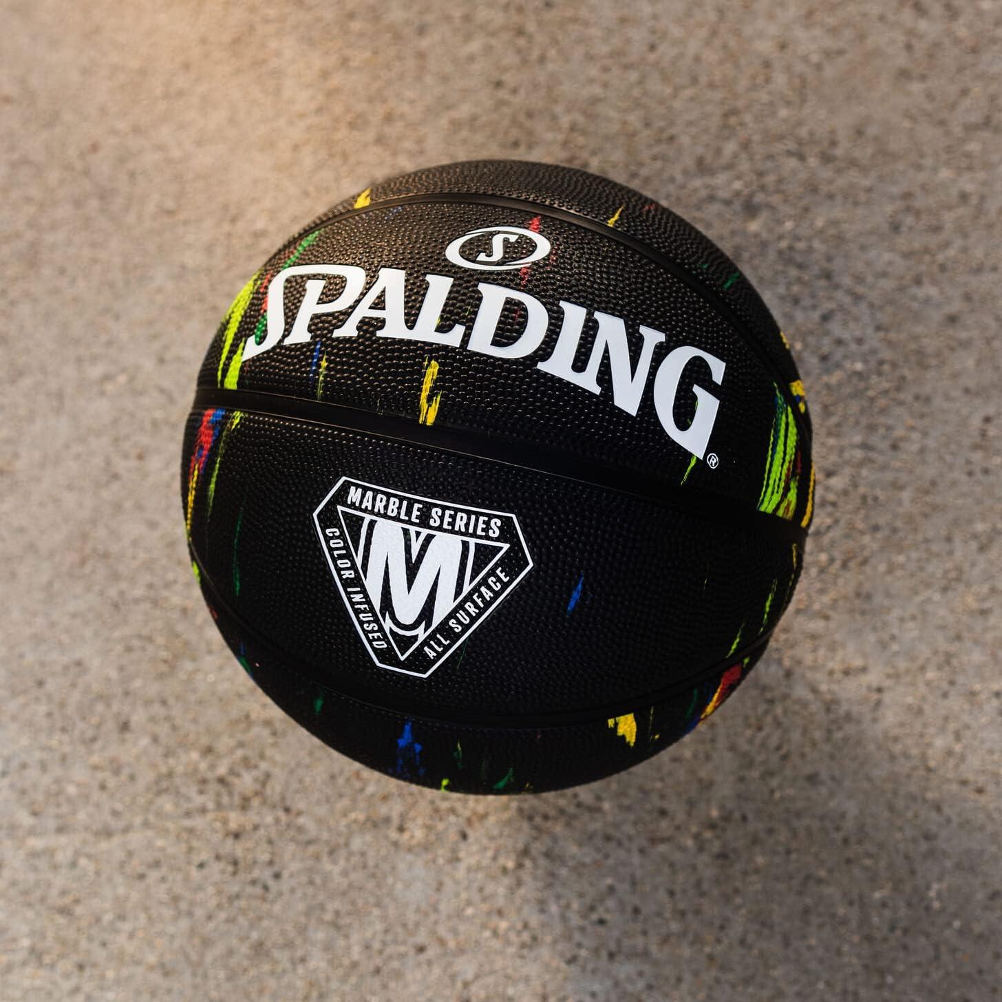 imageSpalding Outdoor Rubber Basketballs  Performance Rubber Cover Designed for Outdoor Play ColorsMarble  Black Multi Color