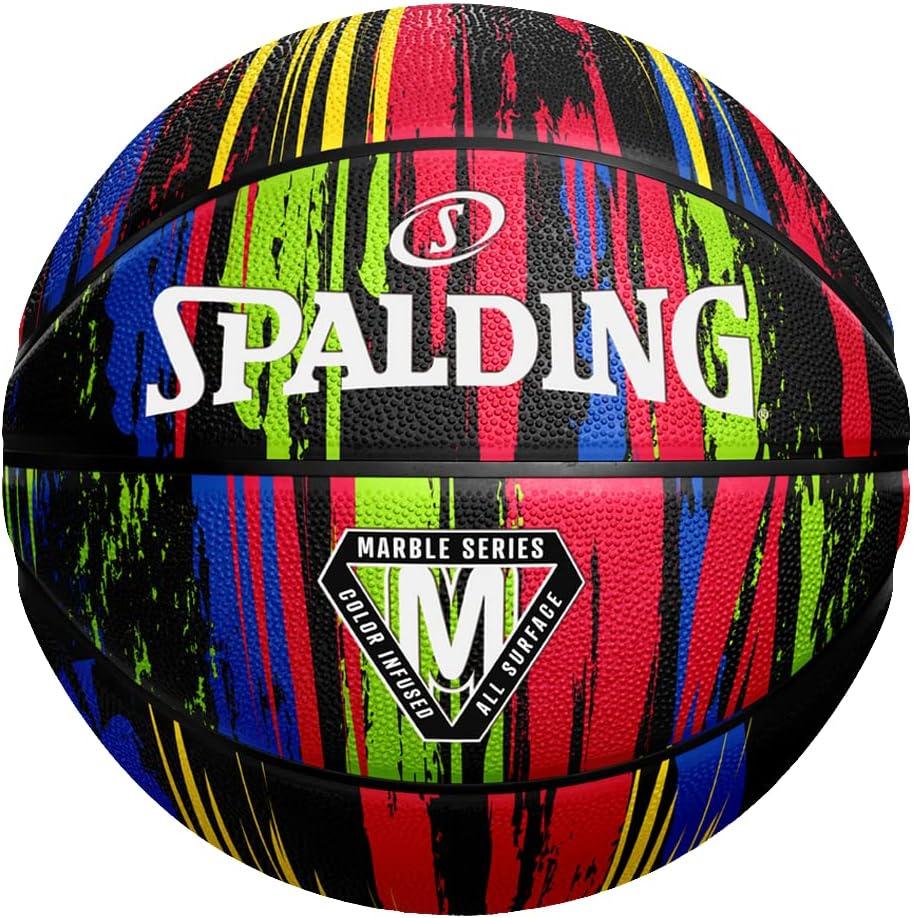 imageSpalding Outdoor Rubber Basketballs  Performance Rubber Cover Designed for Outdoor Play ColorsMarble  Black Multi Color
