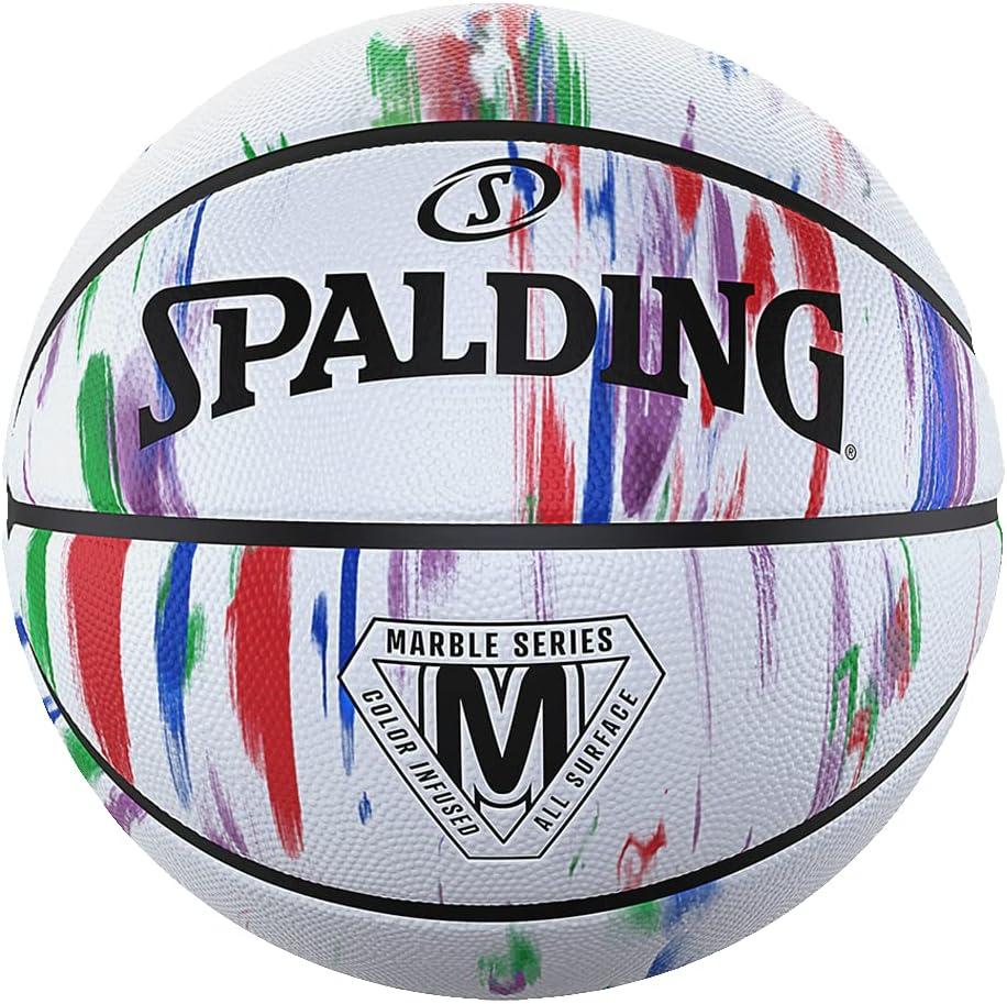 imageSpalding Outdoor Rubber Basketballs  Performance Rubber Cover Designed for Outdoor Play ColorsMarble  White Multi Color
