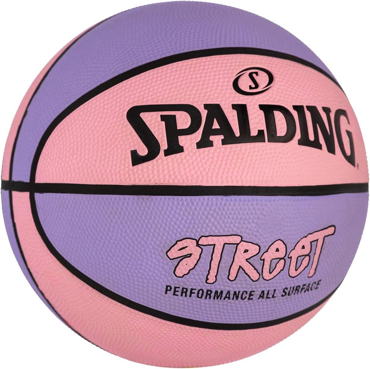 imageSpalding Outdoor Rubber Basketballs  Performance Rubber Cover Designed for Outdoor Play ColorsStreet  PinkPurple