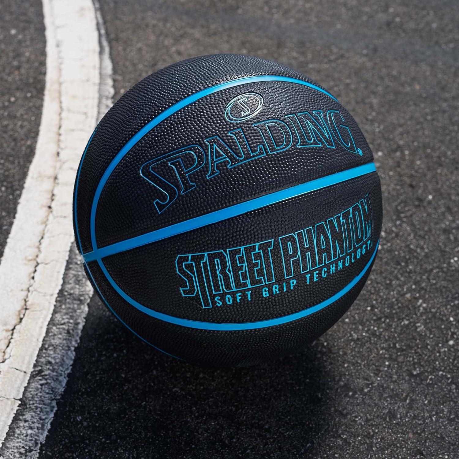 imageSpalding Outdoor Rubber Basketballs  Performance Rubber Cover Designed for Outdoor Play ColorsStreet Phantom  Neon BlueBlack
