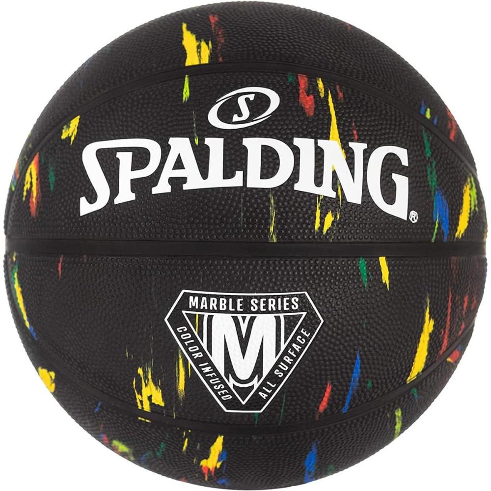 imageSpalding Outdoor Rubber Basketballs  Performance Rubber Cover Designed for Outdoor Play ColorsMarble  Black Multi Color