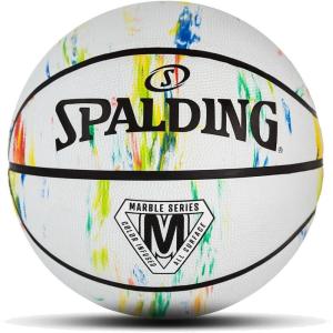 imageSpalding Outdoor Rubber Basketballs  Performance Rubber Cover Designed for Outdoor Play ColorsMarble  White Multi Color