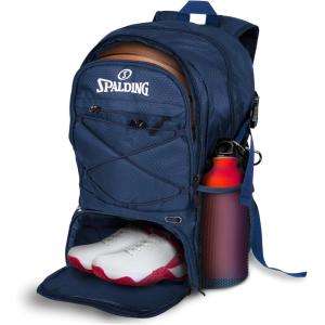 imageSpalding Basketball Backpack  Black Sports Bag with Ball ampamp Shoe Compartment Basketball Accessories BagBlue