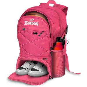 imageSpalding Basketball Backpack  Black Sports Bag with Ball ampamp Shoe Compartment Basketball Accessories BagPink