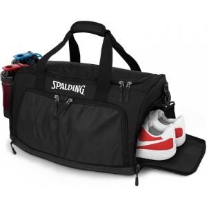 imageSpalding Duffle Bag Gym Bag for Men and Women  Large Black Duffel with Shoe and Wet Compartment  Use for Sport Gear and Accessories  Waterproof Bags for Sports Fitness Workout Travel
