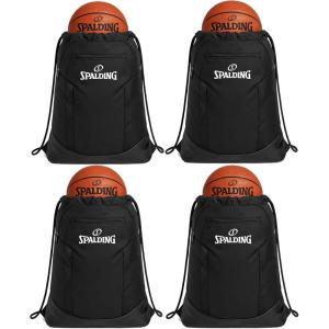 imageSpalding Drawstring Backpack Sports Bag  Black Waterproof Gym Bag  Cinch Sack with Separate Shoe and Ball Holder for Travel Basketball Sports 2 Pack4